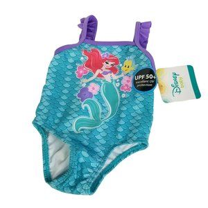 Disney The Little Mermaid Girls Toddler Swimsuit Sz 24 Months UPF 50+ Green New
